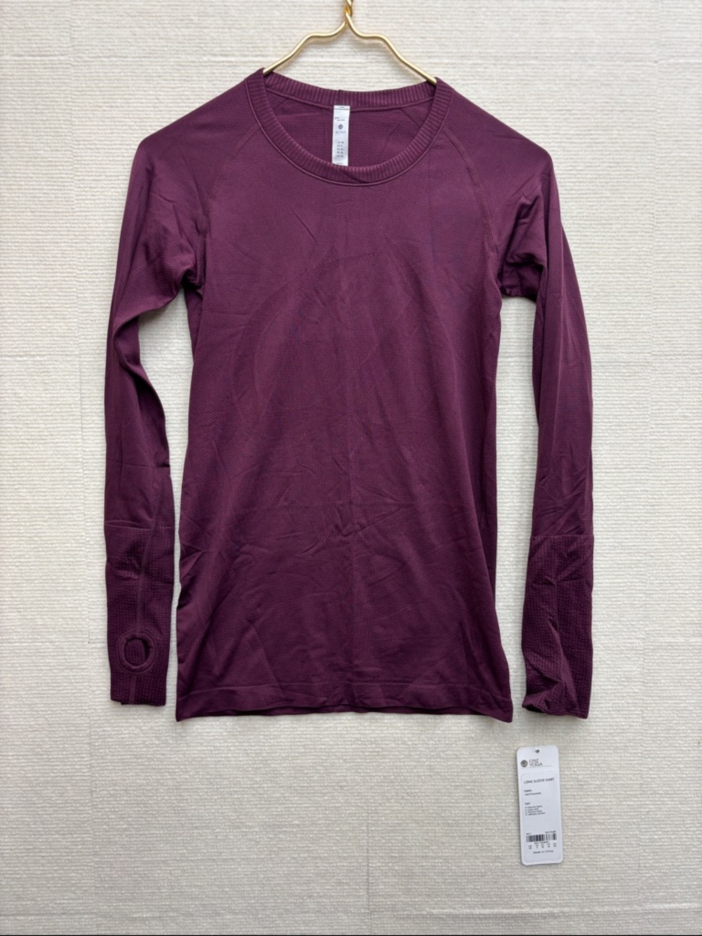 New CRZ Yoga | XS Long Sleeve Seamless Top in Deep Plum
